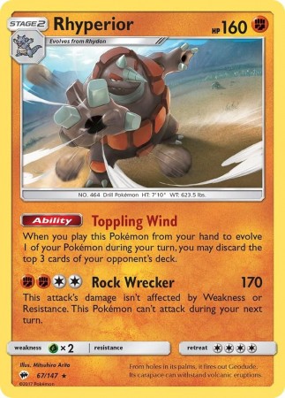 Rhyperior #67 Pokemon Burning Shadows