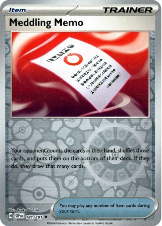Meddling Memo [Reverse Holo] #181 Pokemon Surging Sparks