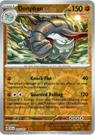Donphan [Reverse Holo] #103 Pokemon Surging Sparks