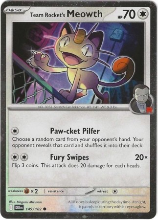 Team Rocket's Meowth [Cosmos Holo] #149 Pokemon Destined Rivals