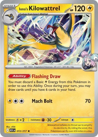 Iono's Kilowattrel #72 Pokemon Ascended Heroes
