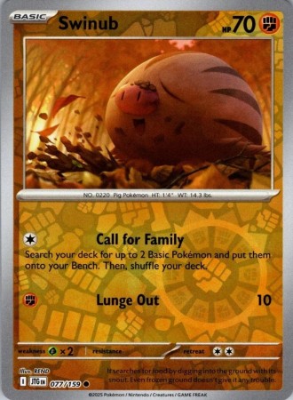 Swinub [Reverse Holo] #77 Pokemon Journey Together