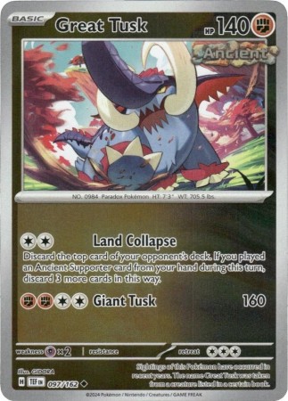 Great Tusk [Reverse Holo] #97 Pokemon Temporal Forces