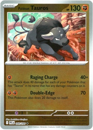 Paldean Tauros [Reverse Holo] #48 Pokemon Phantasmal Flames