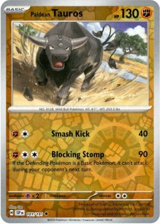 Paldean Tauros [Reverse Holo] #101 Pokemon Surging Sparks