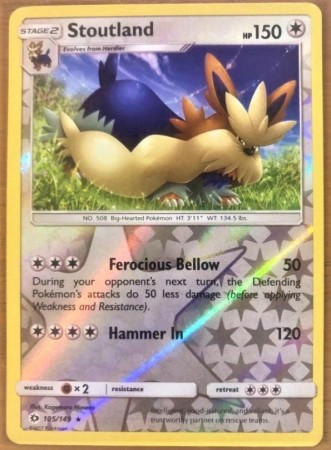 Stoutland [Reverse Holo] #105 Pokemon Sun & Moon