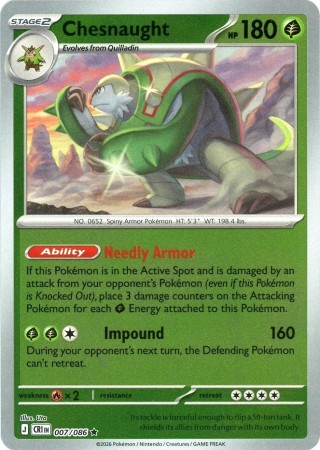 Chesnaught [Reverse Holo] #7 Pokemon Chaos Rising