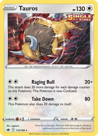 Tauros #115 Holo Pokemon Chilling Reign